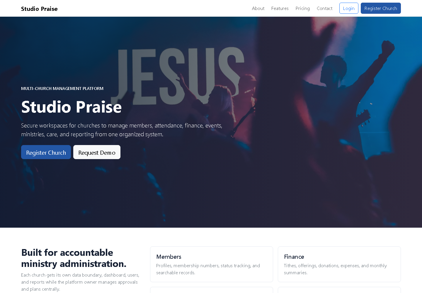 Studio Praise software website screenshot